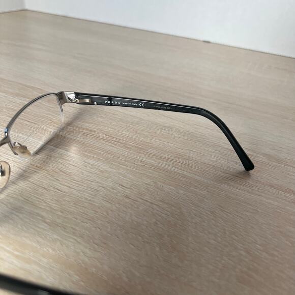 Prada VPR60H 7BN-1O1 Eyeglasses Black Frames Half Rim Flex Hinge 49-18-135 - Picture 6 of 8